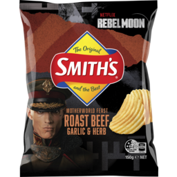 Photo of Smith’S Crinkle Cut Potato Chips Roast Beef With Garlic & Herb Share Pack 150g