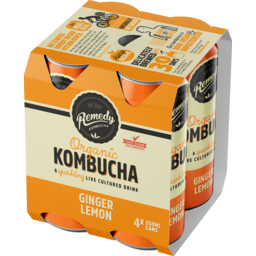 Photo of Remedy Organic Kombucha Ginger Lemon 4 Pack X