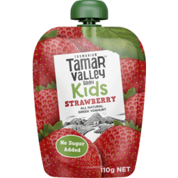 Photo of Tamar Valley Kids Strawberry All Natural Greek Yoghurt Pouch 110g