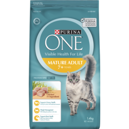Photo of Purina One Adult Mature 7+ Chicken Dry Cat Food Bag 1.4kg