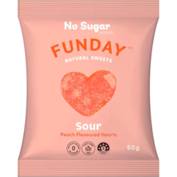 Photo of Funday Sour Peach Flavoured Hearts 50g