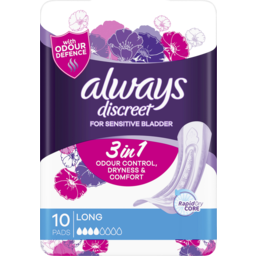 Photo of Always Discreet Long 10 Pads For Bladder Leak And Adult Incontinence 