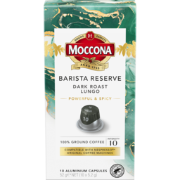 Photo of Moccona Barista Reserve Dark Roast Lungo Intensity 10 Coffee Capsules 10 Pack 52g