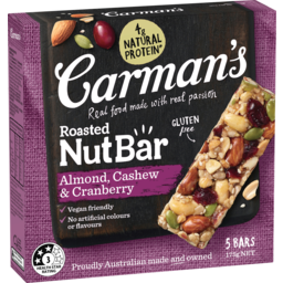 Photo of Carman's Roasted Nut Bar Almond, Cashew & Cranberry 175g