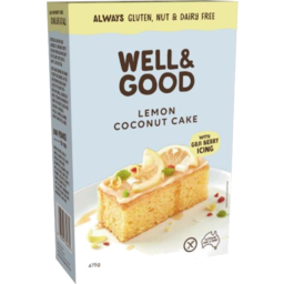 Photo of Well & Good Gluten Nut & Dairy Free Lemon Coconut Cake Mix With Goji Berry Icing 475g