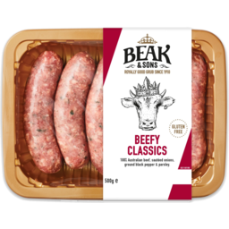 Photo of Beak & Sons Gluten Free Beefy Classics Sausages 500g