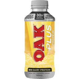 Photo of Oak Plus Protein No Added Sugar Banana & Honey Flavoured Milk 500ml