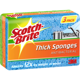 Photo of Scotch-Brite Antibacterial Thick Sponges, 3 Pack