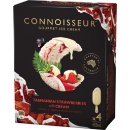 Photo of Connoisseur Gourmet Ice Cream Tasmanian Strawberries & Cream 4pk