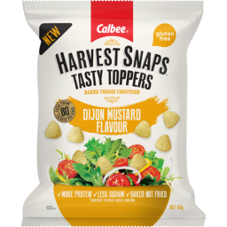 Photo of Calbee Harvest Snaps Tasty Toppers Dijon Mustard Baked Veggie Croutons 60g