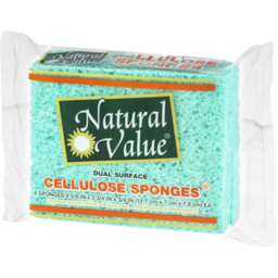 Photo of Natural Value Dual Surface Cellulose Sponges - 4 Ct