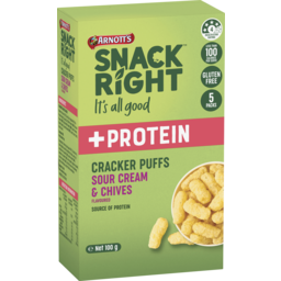 Photo of Arnott's Snack Riht +Protein Cracker Puffs Sour Cream & Chives 5 Pack 100g