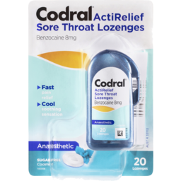 Photo of Codral Actirelief Sore Throat Lozenges Anaesthetic Coolmint 20 Pack 