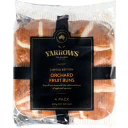 Photo of Yarrows Orchard Fruit Bun 4 Pack 340g
