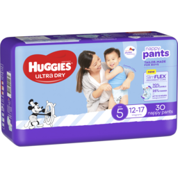 Photo of Huggies Ultra Dry Nappy Pants Boy Size 5 (12-17kg) 30 Pack 