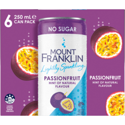 Photo of Mount Franklin Lightly Sparkling Passionfruit Hint Of Flavour No Sugar Cans
