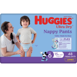 Photo of Huggies Ultra Dry Nappy Pants For Boys 15kg & Over Size 6 Jumbo 48 Pack