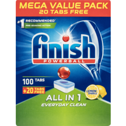 Photo of Finish Powerball All In One Dishwasher Tablets Lemon 100 + 20 Pack 