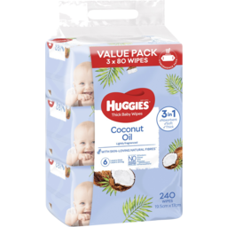 Photo of Huggies Thick Baby Wipes Coconut Oil 3x80 Pack 
