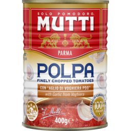 Photo of Mutti Polpa Finely Chopped Tomatoes With Garlic 400g