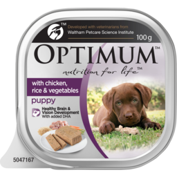 Photo of Optimum Puppy Wet Dog Food With Chicken, Rice & Vegetables 12x100g Trays 12.0x100g