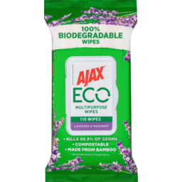 Photo of Ajax Eco 100% Biodegradable Lavender & Rosemary Multipurpose Wipes 110 Pack