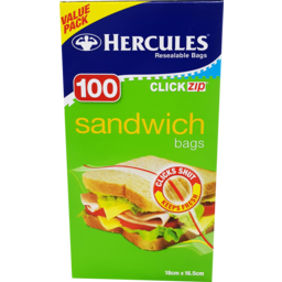 Photo of Hercules Click Zip Sandwich Bags Value Pack 100 Pack