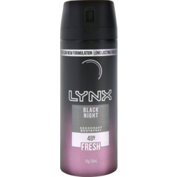 Photo of Lynx Deodorant Body Spray 100% Fresh Fragrance + 48HR Odour Protection Black Night cool mint and cedarwood scent 165ml