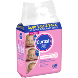 Photo of Curash Babycare Fragrance Free Baby Wipes 80.0x3