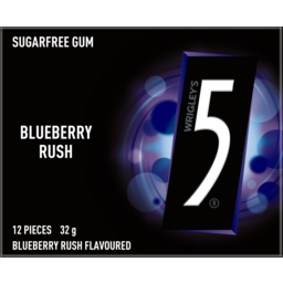 Photo of Wrigleys 5 Gum Blueberry Rush Flavoured Sugarfree 12 Pieces 32g