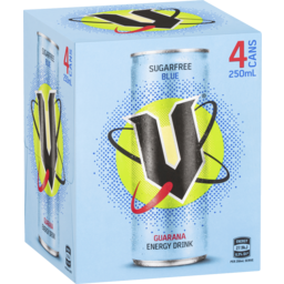 Photo of V Energy Drink Sugarfree Blue Can 250ml X 4pk