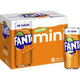 Photo of Fanta Orange No Sugar Orange Can 6x250ml