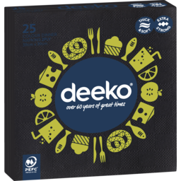 Photo of Deeko 2 Ply Black Dinner Napkins 25 Pack
