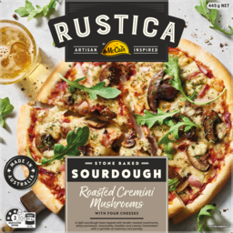 Photo of Mccain Rustica Roasted Cremini Mushrooms With Four Cheeses Sourdough Pizza 445g