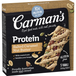 Photo of Carman's Protein Bars Salted Caramel Nut Butter 5pk 200g