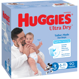 Photo of Nappies, Huggies Ultra Dry Boys Size 3 (6- ) 90-pack