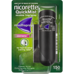 Photo of Nicorette Quit Smoking Quickmist Nicotine Mouth Spray Cool Berry 150 Pack