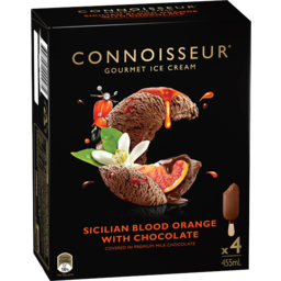 Photo of Connoisseur Gourmet Ice Cream Sicilian Blood Orange with Chocolate 4pk
