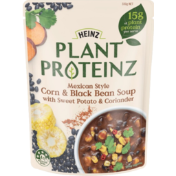 Photo of Heinz® Plant Proteinz™ Mexican Style Corn & Black Bean Soup With Sweet Potato & Coriander 330g 330g
