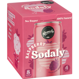 Photo of Remedy Sodaly Soft Drink Raspberry 4 X 250ml Cans 