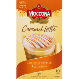 Photo of Moccona Caramel Latte Cafe Style Coffee Sachets 10 Pack 137g