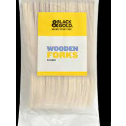 Photo of Black & Gold Forks Wooden 50pk