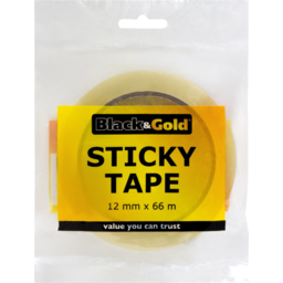 Photo of Black & Gold Sticky Tape 12mm X Single Pack