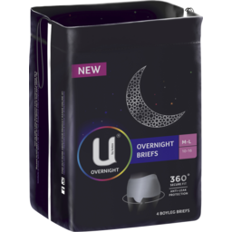 Photo of U By Kotex Overnight Briefs M/L (Size 10-16) 4 Pack 