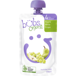 Photo of Bubs Organic 'Pear & White Grape' Organic Baby Food 120g 