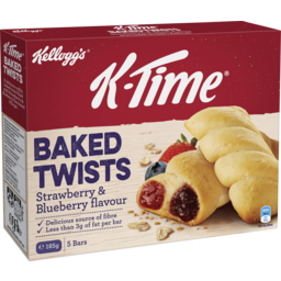 Photo of Kellogg's K-Time Baked Twists Strawberry & Blueberry Flavour E185g (5 X 37g) 185g