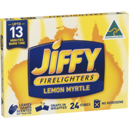 Photo of Jiffy Firelighters Lemon Myrtle 24 Pack