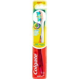 Photo of Colgate 360° Advanced Whole Mouth Health Manual Toothbrush, 1 Pack, Soft Bristles With 4 Zone Bacteria Removing Action