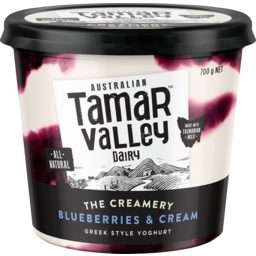 Photo of Tamar Valley Dairy Blueberries & Cream Yoghurt 700gm