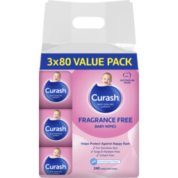 Photo of Curash Baby Care Fragrance Free Baby Wipes 3x80 Pack